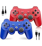 Controller Wireless for PS3, Controller for Sony Playstation 3, 2 Pack, Doubleshock,6-Axis,Upgrad...
