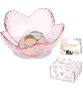 Gifts for Women Pink Flower Ring Dish Glass Jewelry Dish Jewelry Tray Cute Vanity Organizer Room ...