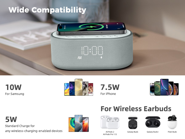 wireless charging alarm clock