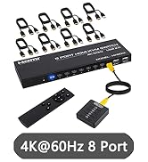 DGODRT 8 Port HDMI KVM Switch, 4K@60Hz HDMI KVM Switch for 8 Computers Share One HD Monitor and 4...