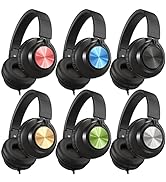 AILIHEN Headphones Wired 6 Pack for School Bulk, Over-Ear Headsets with Microphone for Kids Stude...