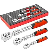 TOMMARS 3 Pcc 72-Tooth Extendable Ratchet Set Quick-release Reversible Drive Socket Wrench Size: ...