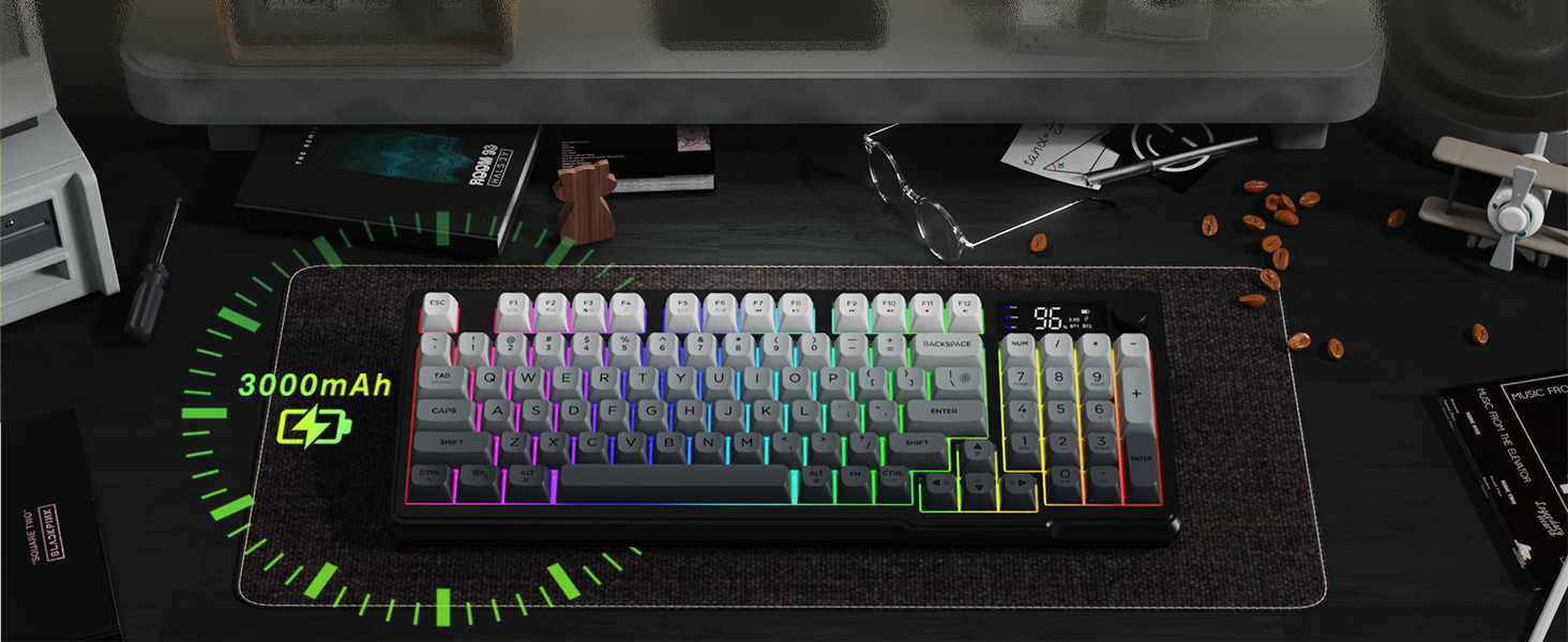 FREEWOLF M96 Wireless Gaming Keyboard Creamy Membrane with Rainbow Backlight