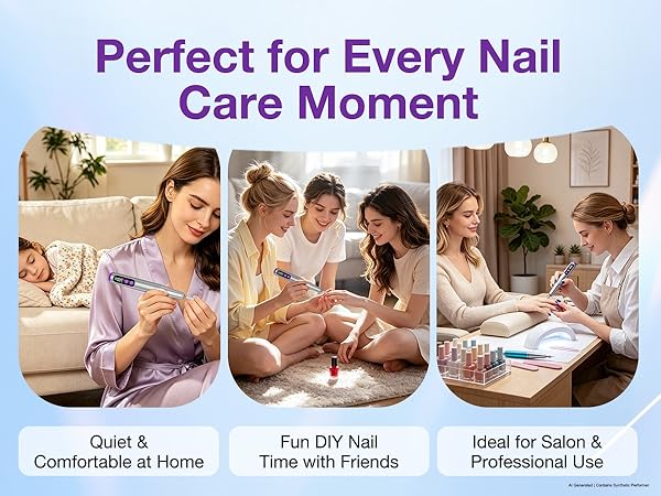 PYRYSA Cordless Electric Nail Drill for Home DIY Nail Art Salon Professional Use Quiet Manicure Tool