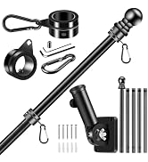 BONWIN Black Flagpole Kits for Outside House, 6 FT Thickened Stainless Steel Porch Wall Flag Pole...