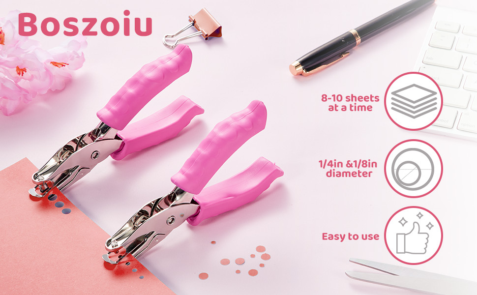 8-10 sheets at a time, 1/4in &amp;amp;1/8in diameter, Easy to use, Boszoiu