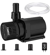 FREESEA Submersible Pond Water Pump: 1800 GPH 50W DC 24V Return Fountain Pump with 15ft Tubing fo...