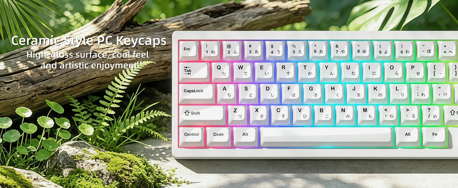 White Keycaps Ceramic Style PC Glossy Jelly Keycap for Mechanical Keyboard