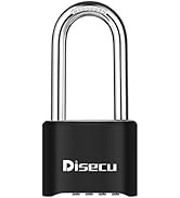 disecu 4 Digit Heavy Duty Combination Lock 2.5 Inch Long Shackle Outdoor Waterproof Padlock for S...