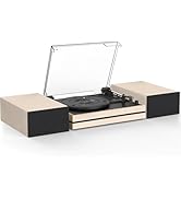 Record Player for Vinyls with External Speakers Belt-Drive Retro Turntables for Vinyl Records Dua...