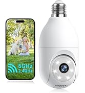 Light Bulb Security Camera Wireless Outdoor Indoor, 5G&amp;2.4G WiFi Security Cameras with Patrol Fun...