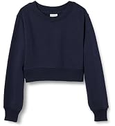 Essentials Girls' Lightweight Fleece Cropped Sweatshirt