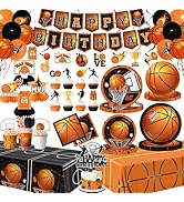 Basketball Party Decorations, 214Pcs Basketball Birthday Party Decorations Includes Plates,Napkin...