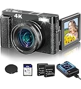 4K Digital Camera for Photography Autofocus, 48MP Vlogging Camera with SD Card Anti-Shake, 3'' 18...