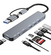USB C Hub USB Hub 3.0, Upgrade 8 in 2 USB Splitter with USB-C/4 USB A Port Extender, TF/SD Card R...
