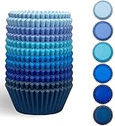 qiqee 300 Counts Cupcake Liners Cupcake Cups Food Grade 6 Solid Blue Colors Cupcake Papers Muffin...