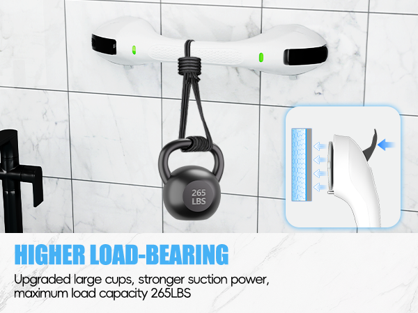 Upgraded large cups, stronger suction power,maximum load capacity 265LBS