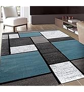 Rugshop Contemporary Modern Boxes Easy-Cleaning for Home Office,Living Room,Bedroom,Kitchen Non S...