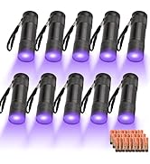 yikosam 10 Pcs UV Black Light Flashlights Bulk, 9 Led 395-400nm Mini Blacklight Handheld Portable...