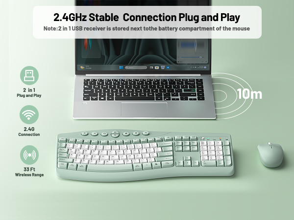 ergonomic keyboard and mouse wireless 5