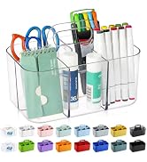 Multiuse Caddy Organizer with Handle - Stackable Plastic Tote Bin - Art Craft Supplies, Office, D...