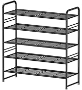 MWQ 5 Tier Stackable Shoe Rack, 32.5" Wide All Metal Free Standing Shoe Storage Organizer for Ent...