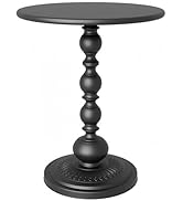 Funecy Metal Small End Table,Vintage Matte Black Round Side Table Nightstand for Bedside or Sofa,...