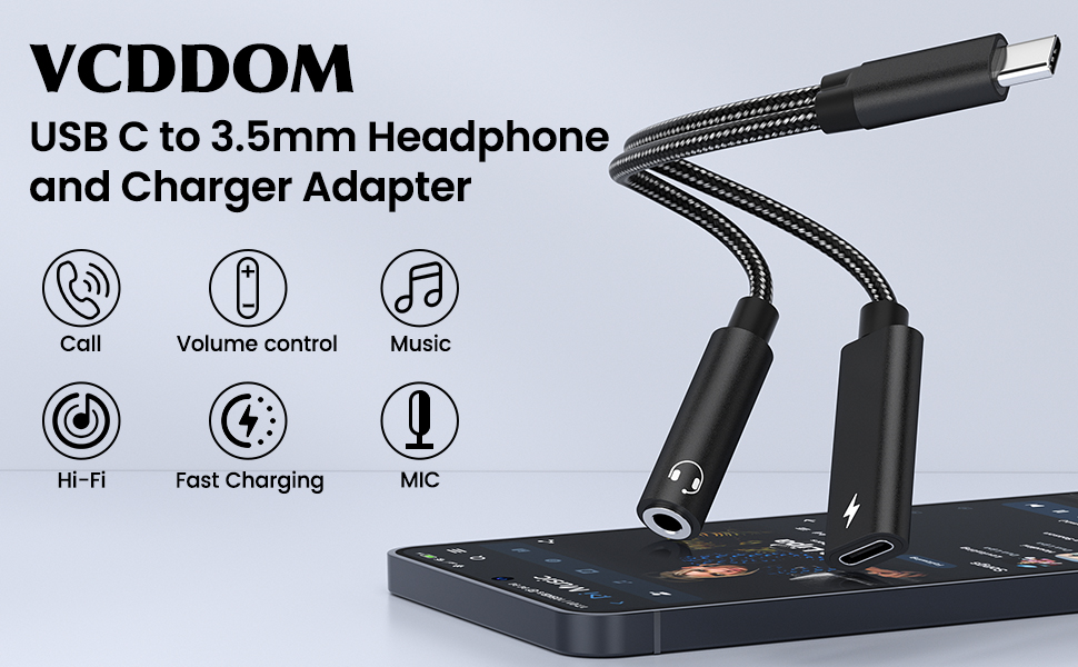 USB C to 3.5mmm Headphone and Charger Adapter