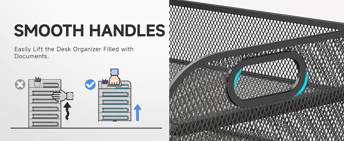 You could lift this paper organizer easily with smooth handles.