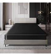 MILVOWOC Full Satin Fitted Sheet, Black Fitted Sheet Only Soft Bottom Fitted Sheet, Fitted Bed Sh...