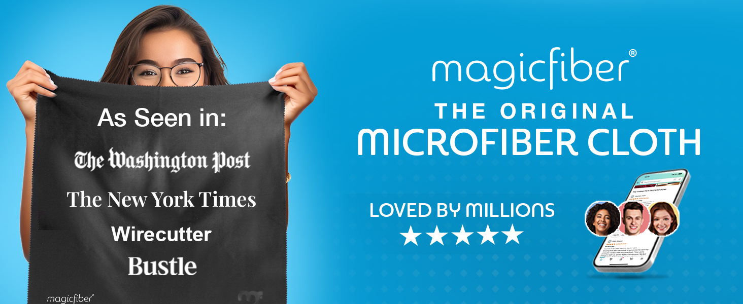 Premium 16"x16" XL Microfiber Cloth for TV screens, lenses, and electronics. Streak-free shine!