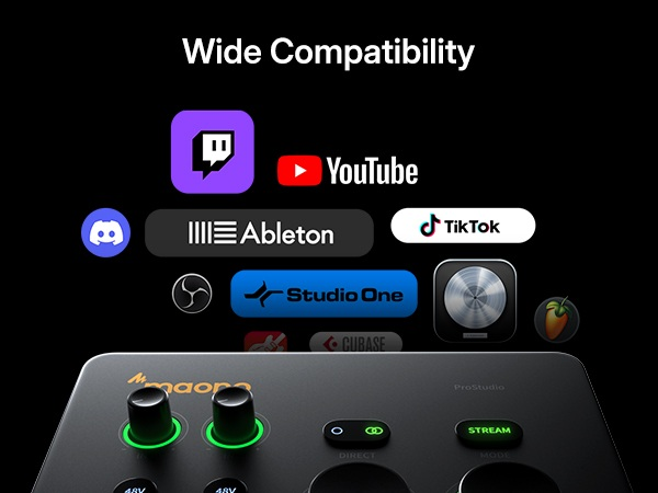 Maono P2 audio interface wide compatibility with DAW software and streaming platforms