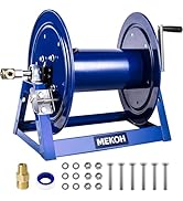 MEKOH Pressure Washer Hose Reel 3/8"x350ft, 5000PSI Hand Crank Power Washer Hose Reel for 1/4"x45...
