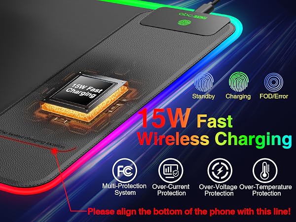 RGB Gaming Mouse Pad with Wireless Charging