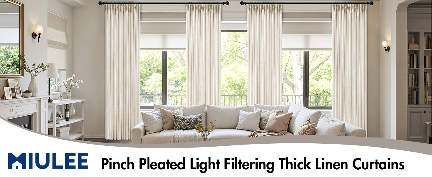 pleated curtains 4 panels
