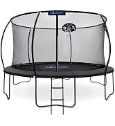 Pumpkin Trampoline with Basketball Hoop &amp; Inner Enclosure - Safe, Durable,Family Fun - Heavy Duty...