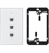 iwillink 10Gbps Ethernet Wall Plate Cat6A, 3-Port Ethernet Wall Plate and Jack Outlet, Keystone R...