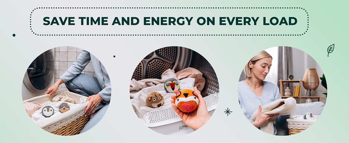 Eco-friendly laundry balls in dryer reduce wrinkles and drying time