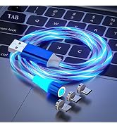 Opligevo 3 in 1 Magnetic Light Up Charging Cable 360 Rotating LED Phone Charger Multi Charging Ca...