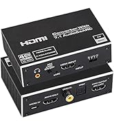 4K HDMI Audio Extractor Splitter, HDMI to HDMI + Optical Toslink SPDIF + 3.5mm Audio Jack + Coaxi...
