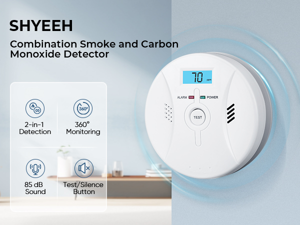 Smoke and Carbon Monoxide Detector, Combination Smoke Alarm and Carbon Monoxide Detector Battery 