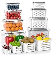 Fruit Storage Containers for Fridge with Removable Colander, 8 Pack Fruit Containers for Fridge w...