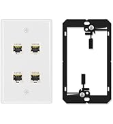 iwillink 10Gbps Ethernet Wall Plate, 4-Port Keystone Wall Plate with CAT6A Shielded Keystone Coup...