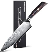 SUNLY 8" Damascus Chef’s Knife Classic, Ultra Sharp Cooking Knife, Ergonomic Pakkawood Handle &amp; H...