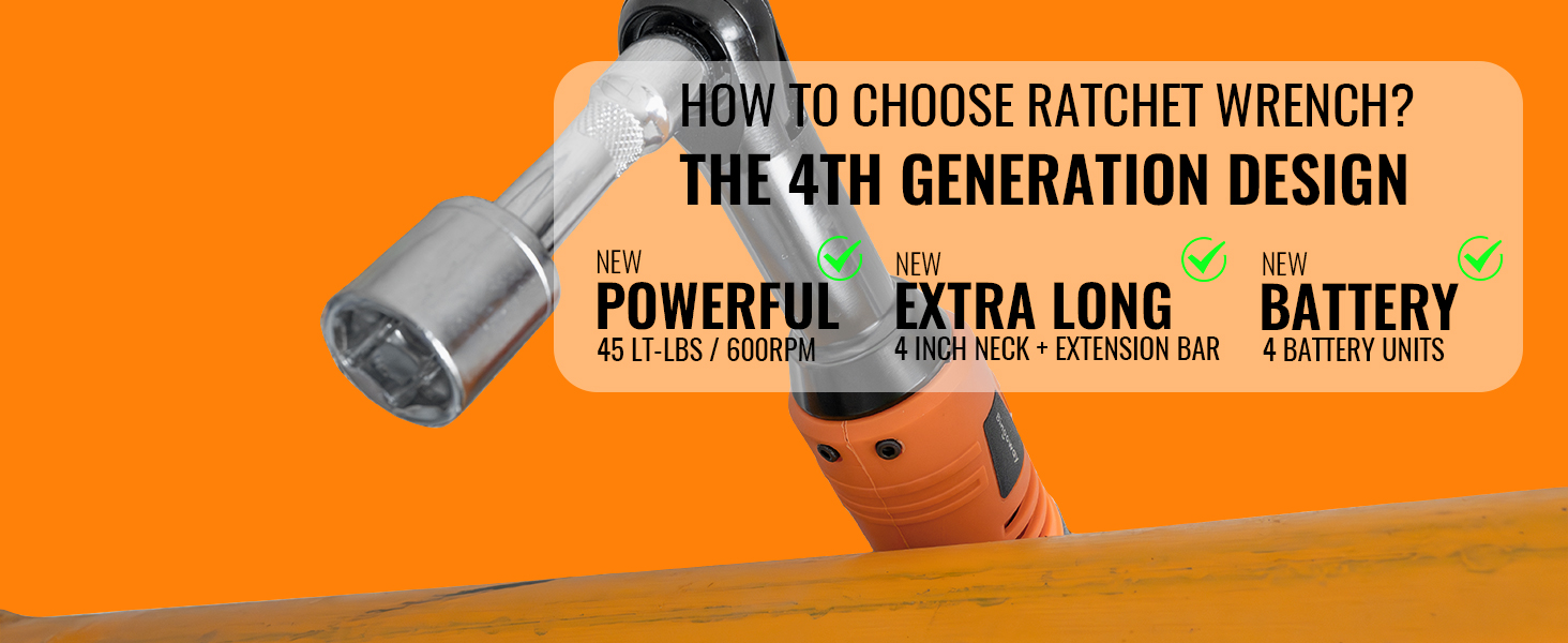 Bingoway 3/8" Extended Electric Ratchet Wrench Set,