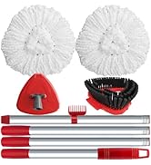 Spin Mop Head Replace Compatible with O Cedar EasyWring 1 Tank, Upgraded Scrub Brush and Base, 2 ...