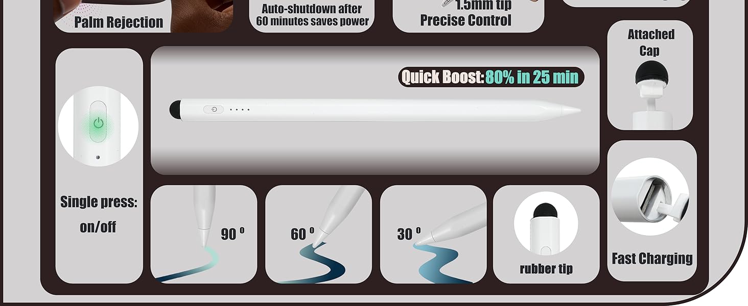 Ultra-precision tip with palm rejection and tilt support.