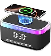 Auvoda S300 Portable Bluetooth Speaker with 15W Fast Wireless Charging, 13-Color Dimmable Night L...