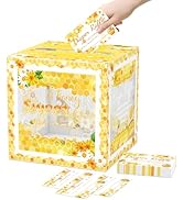 WNINK Bee Theme Clear Diaper Raffle Tickets Card Box, 50 Pcs Diaper Raffle Tickets with Advice an...