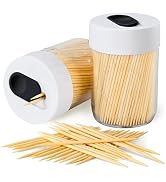 Urbanstrive Sturdy Safe Toothpick Holder with 800 Natural Wood Toothpicks for Teeth Cleaning, Uni...